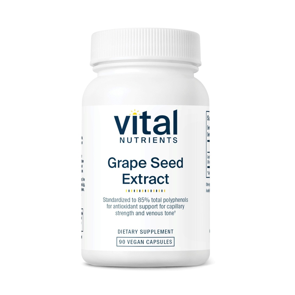 Vitaalitoitained Viinamarjaseemne ekstrakt 100mg | Potentsiaalne antioksüdant ja tugi vereringele, kapillaaridele ja veenidele | Gluteen, piimatooted, sojavaba | Mitte-GMO | 90 kapslit