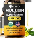 FabLab Mullein Leaf Extract koos Elderberry 4 Fl Oz - valmistatud USA - Tilgad Parem Lung - Mullein Tinktuur Lung Detox - Bronhiaalne Puhastus Suitsetajatele - Hingamisteede Taimne Täiendus