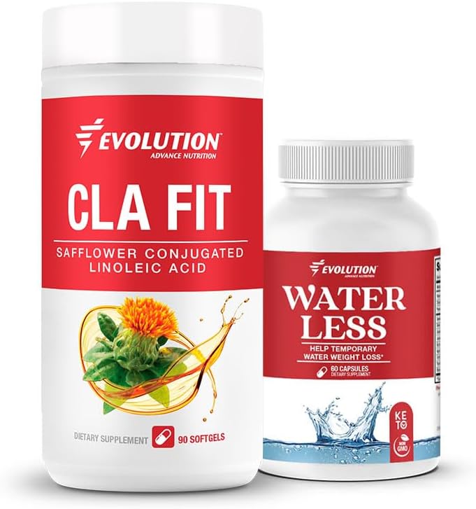 Evolution Advance Sport Nutrition CLA Fit - Safloori konjugeeritud linoolhappe lisand, Lean lihasmassi toetamine, energia edendamine (90 softgels) + vähem vett - vähendab veepidavust (60 kapslit)