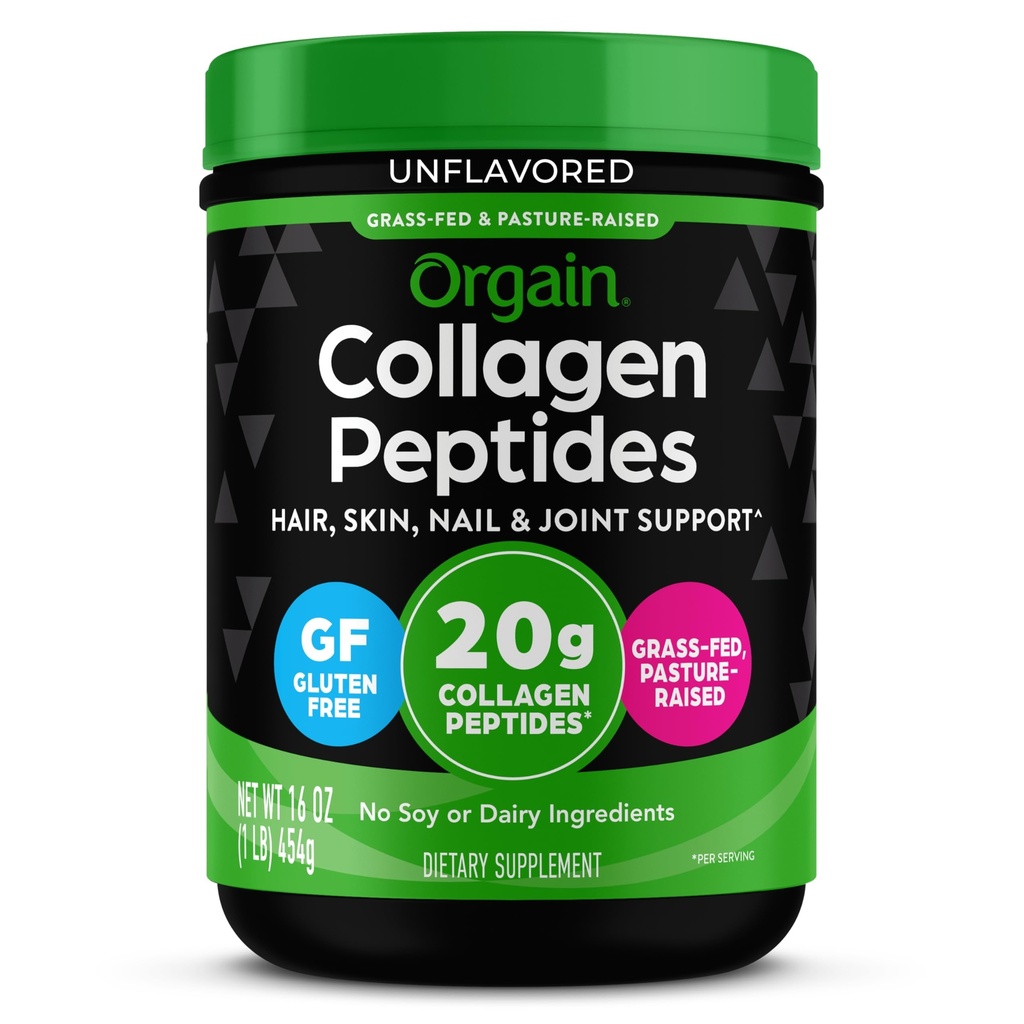 Orgaini hüdrolüüsitud kollageenpeptiidide pulber naistele ja meestele, 20 g rohusöödu kollageen, maitsestamata - juuksed, nahk, küüned ja ühine tugilisand, Paleo & Keto, mitte-GMO, tüüp I ja III, 1lb