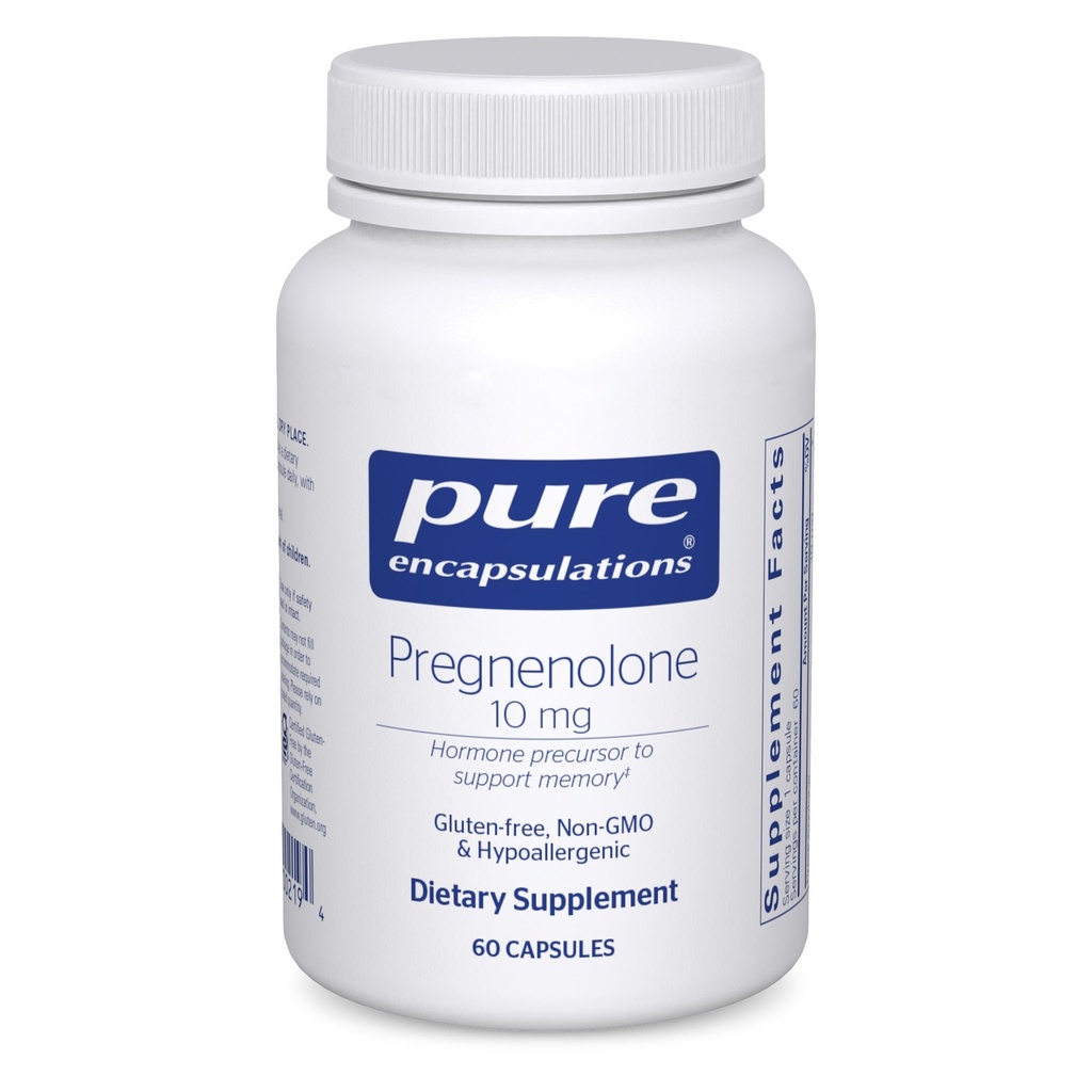 Puhtad kapslid Pregnenoloon 10 mg - mälu ja hormoonide tasakaal * - hormoonide prekursor - gluteenivaba & mitte- GMO - 60 kapslit