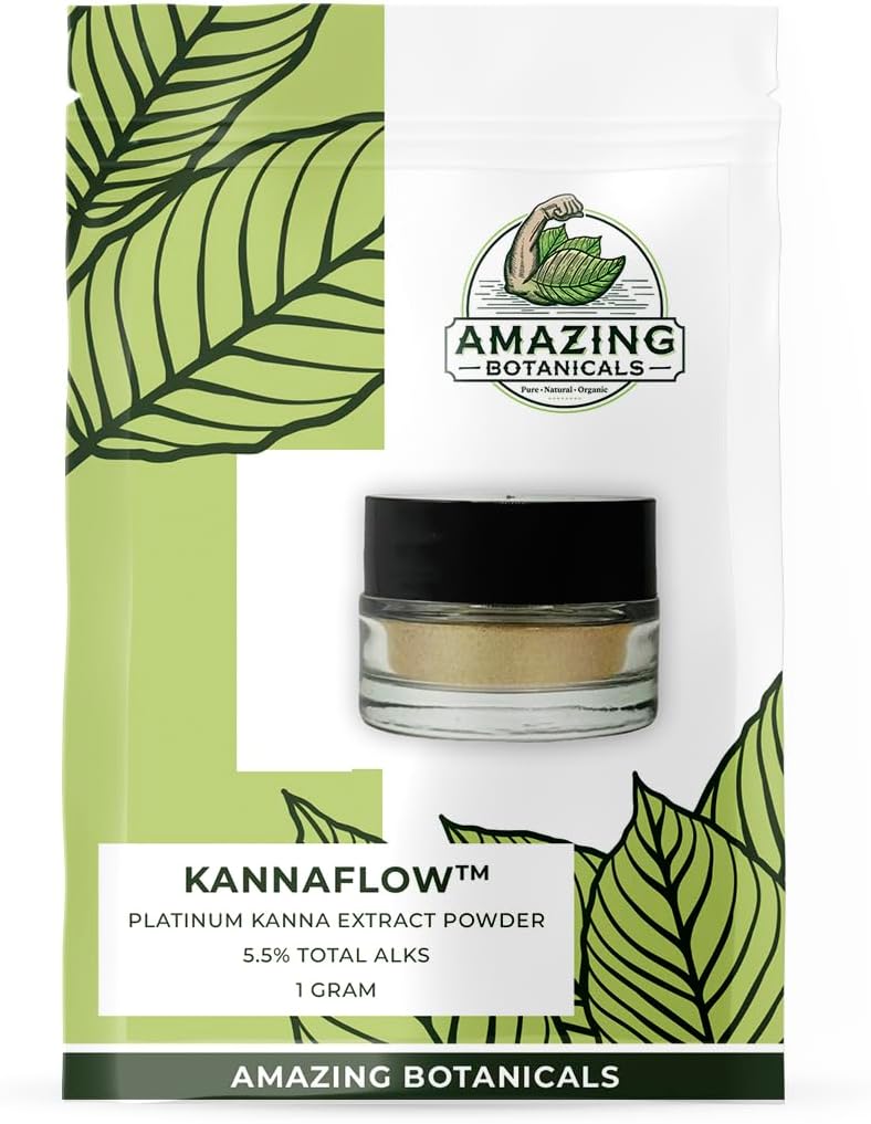 Kanna Extract Pulber, Premium Lab Rafineeritud Sceletium Tortuosum Extract | 5,5% Aktiivsed Alkaloidid, 80% Mesembriin - 25mg Alkaloidirikas ekstrakt - Sisaldab annustamist Spoon - (1 Gram) 40 portsjonit