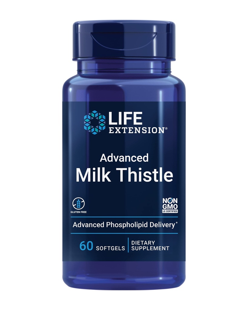 Life Extension Advanced Milkohjak, silymariin, silybiin, fosfolipiidid, soodustab tervislikku maksafunktsiooni, gluteenivaba, mitte-GMO, 60 pehmegeeli
