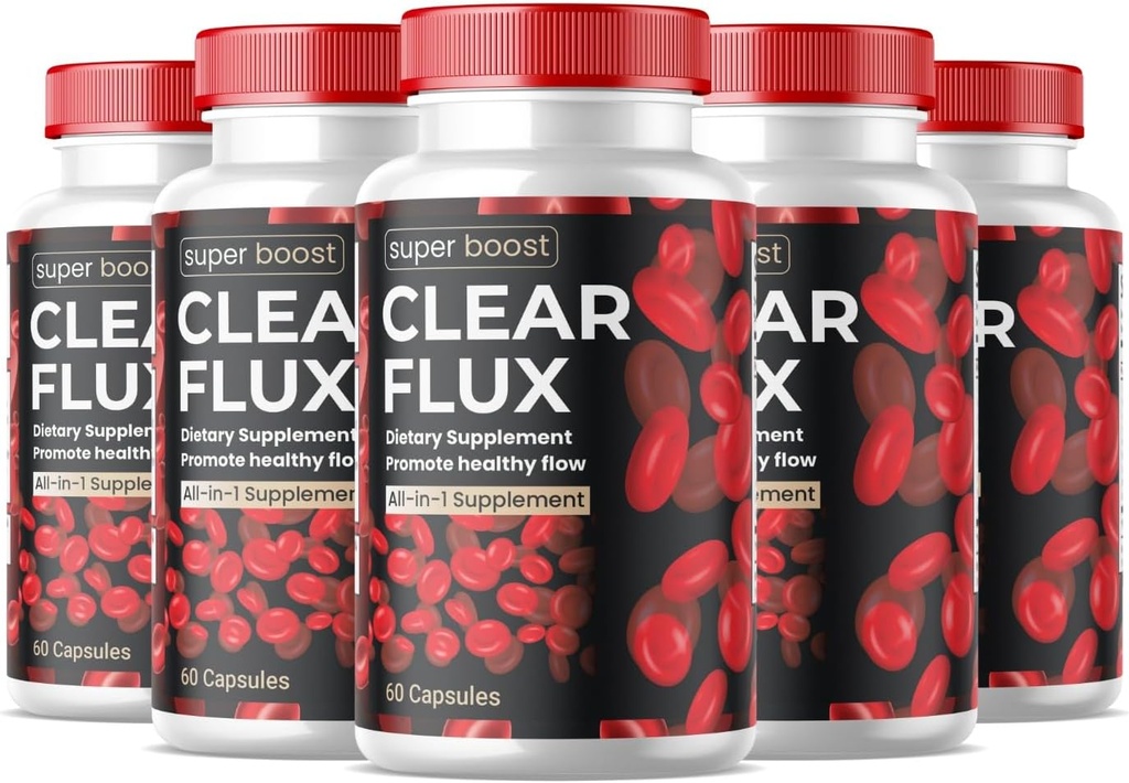 (5 Pack) Clear Flux Supplement Detox Cleanse, Kapslid Veresoone Puhastaja Toetus Täpsem valem, ClearFlux kapslid Maksimaalne tugevus Kõik looduslikud vitamiinid Tervis (300 kapslit)