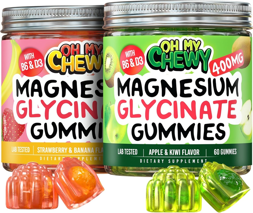 Magneesium Gummies Bundle - 2 pudelit (60 iga) - maasika banaan ja Apple Kiwi