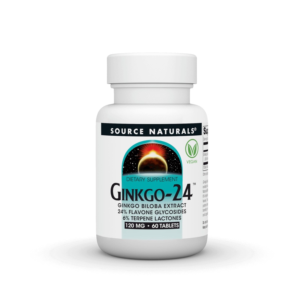 Ginkgo-24 - Ginkgo Biloba ekstrakt 120 mg toetab vaimset teravust - 60 tabletti