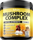 Satoomi 10in1 Seenelisandi kompleks - Lions Mane, Cordyceps, Reishi, Chaga ja 6 muud - aju täiendused mälule ja fookusele - 90 loend - 3 kuud pakkumine