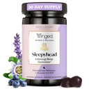 Winged Wellness Sleepyhead Natural Sleep Gummies naistele - Prime Sleep Support Aid täiskasvanutele 3mg Melatoniini, L-Theanine, 5-HTP - Mustika Lavendel Maitsestatud - 30 Servings