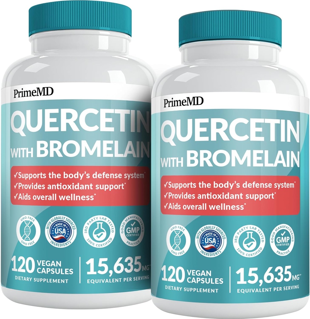 28-in-1 Quercetin koos Bromelain Supplement - Quercetin 500mg kapslid igapäevaseks immuunkaitse toetuseks - Quercetin koos C-vitamiini ja tsink täiskasvanutele rikastatud D-vitamiini (120 ct, pakendis 2)