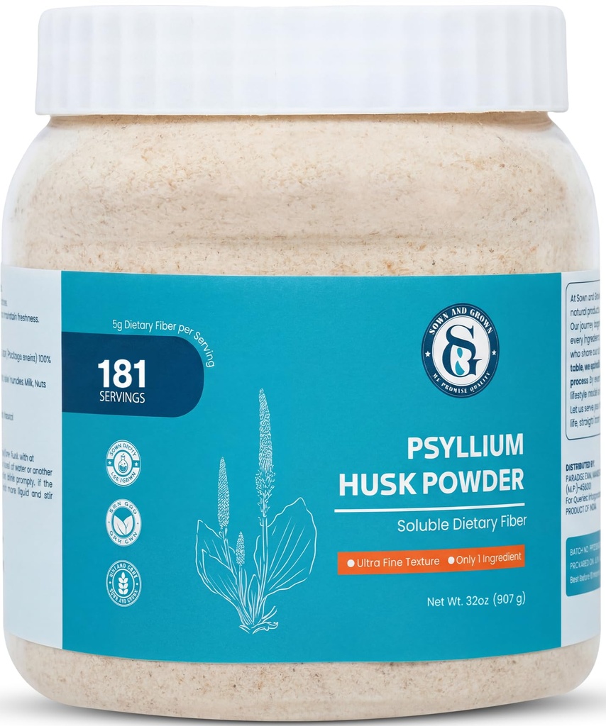 Psyllium Husk Powder- 2lb, 32oz | Lihtne segamine Dietary Fiber | Puhastage seedesüsteemi | Finely Ground Powder | Ideaalne Keto küpsetamiseks | Non-GMO