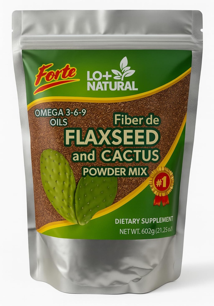 Linaza con Nopal Forte - 8 oz - 100% looduslik linaseemnete ja Nopal kaktuse pulber - kiudainerikas seedetrakt - maandatud segu toidulisand - vegan ja mitte-GMO