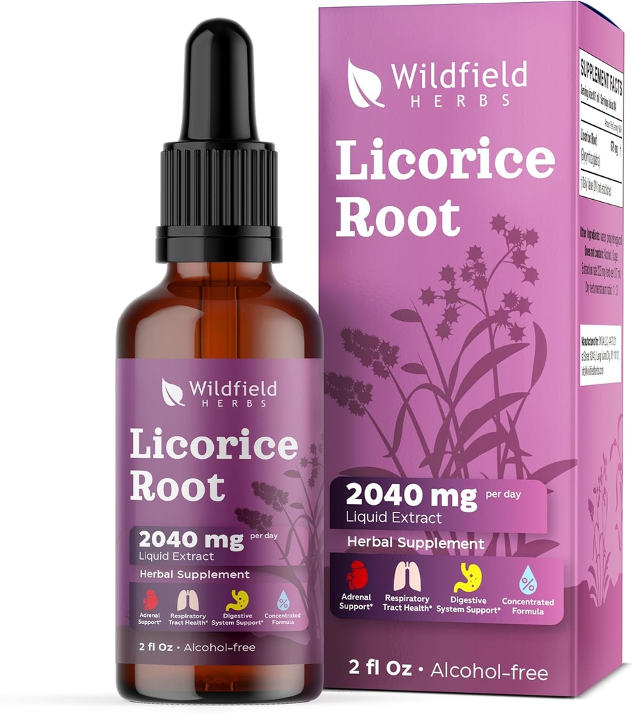 Lagritsa juure ekstrakti tilgad 2000mg (Glycyrrhiza glabra L.) Taimne täiendus imendub paremini kui kapslid, 1 kuu pakkumine, 84 serveerimist, alkoholivaba tinktuur - 2 Oz, pakend 1