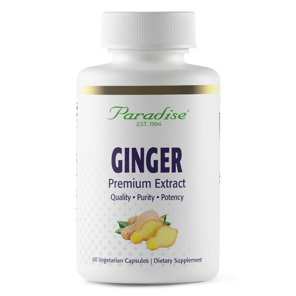 Paradiisi maitsetaimed Premium ingveri ekstrakt seedetrakti tervise jaoks, Super Potent, Ultra Pure, Vegan, Non-GMO, Gluteenivaba, 60 taimekapslit