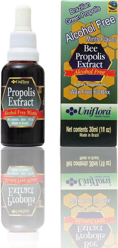 Uniflora Brasiilia Rohelise Mesilase Propolis – 60 Brix – Alkoholivaba vedeliku ekstrakt – Mündi maitse – 30 ml
