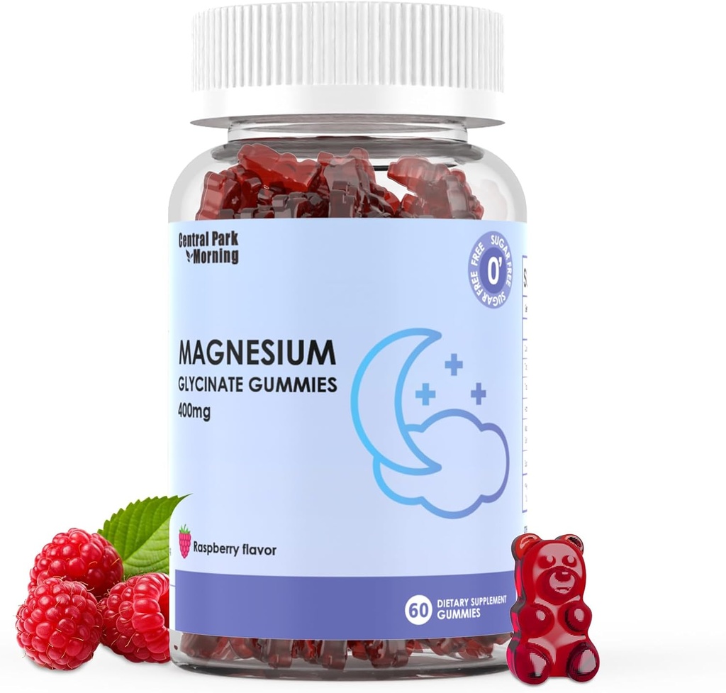 Magneesium Glütsinaat Gummies 400mg, Täiskasvanud Suhkruvaba Magneesium Glütsinaat Lisand, Lihased, Luu Toetus - 60 Orgaaniline Gummies