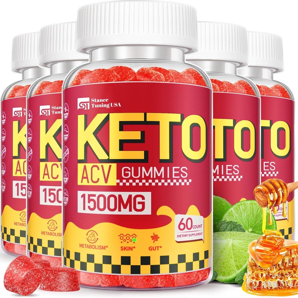 Keto ACV Gummies - 1500MG ACV Keto Gummies naistele meestele - Õunasiidri äädikas emaga, probiootikumid, vitamiinid B6 B12 soolestiku seedimiseks - Vegan & Non-GMO,5 Pack