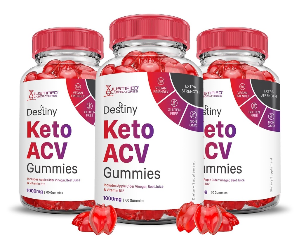 (3 Pack) Destiny Keto ACV Gummies Advanced Formula 1000MG Destiny Keto Gummies Õunasiider Äädikas Valmistatud Granaatõunapeedimahlaga Pulber B12 Vegan Non GMO 180 Gummys