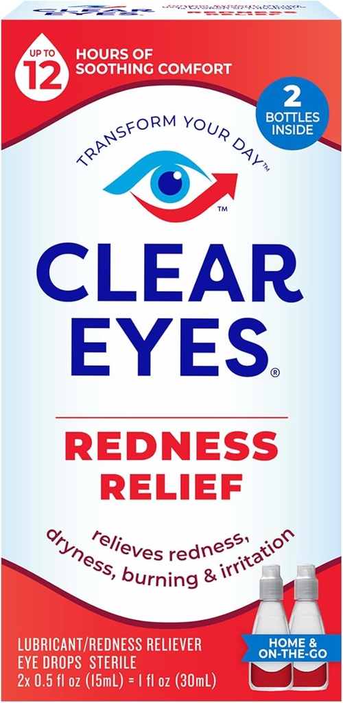 Selged silmad Punasus Relief Silmatilgad, Valgenda silmad ja leevendavad kuivust, põletust ja ärritust, 2 x 0,5 Fl Oz, kaksikpakend