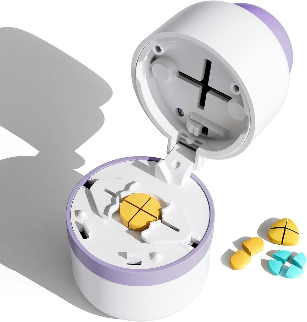 Pill Cutter - Pill Splitter roostevabast terasest plaat lõikamine väikesed pillid või suured pillid ühe neljandik, pillide lõikamine 1/4, sobib lõikamine vitamiine, tablette (1-4 lilla)