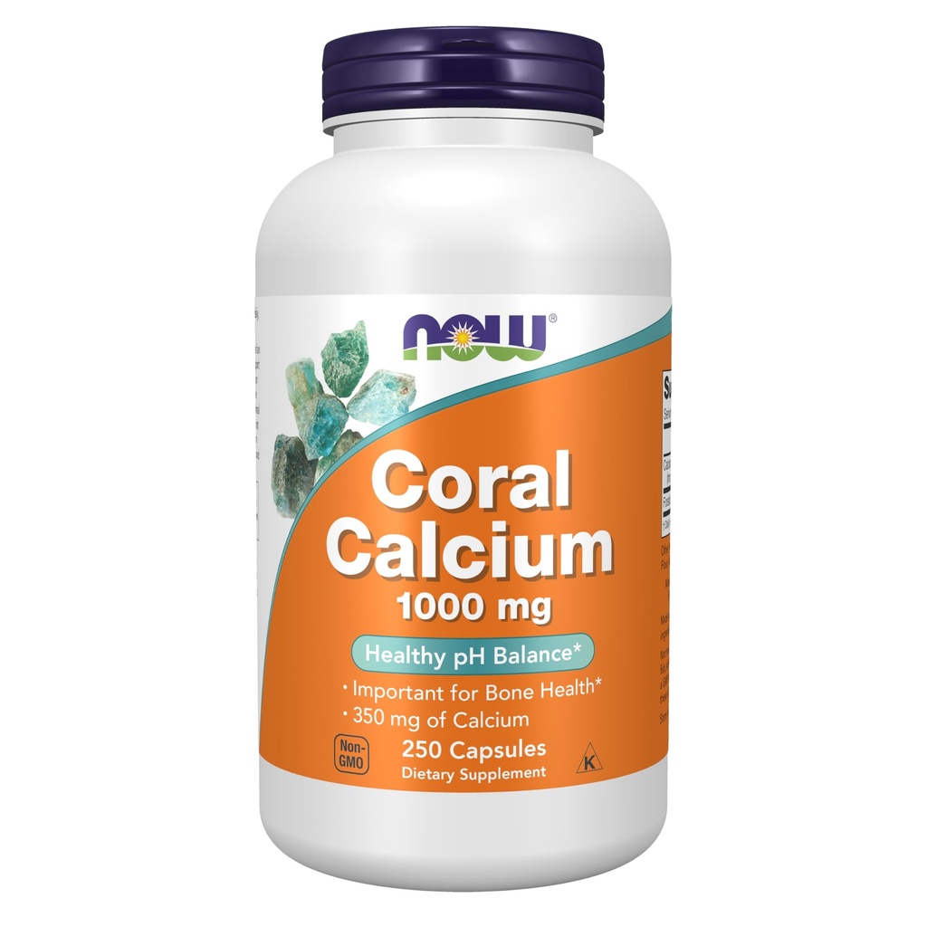 NOW Toidulisandid, korallkaltsium 1000 mg, luu tervis *, tervislik pH tasakaal *, 250 Veg kapslit