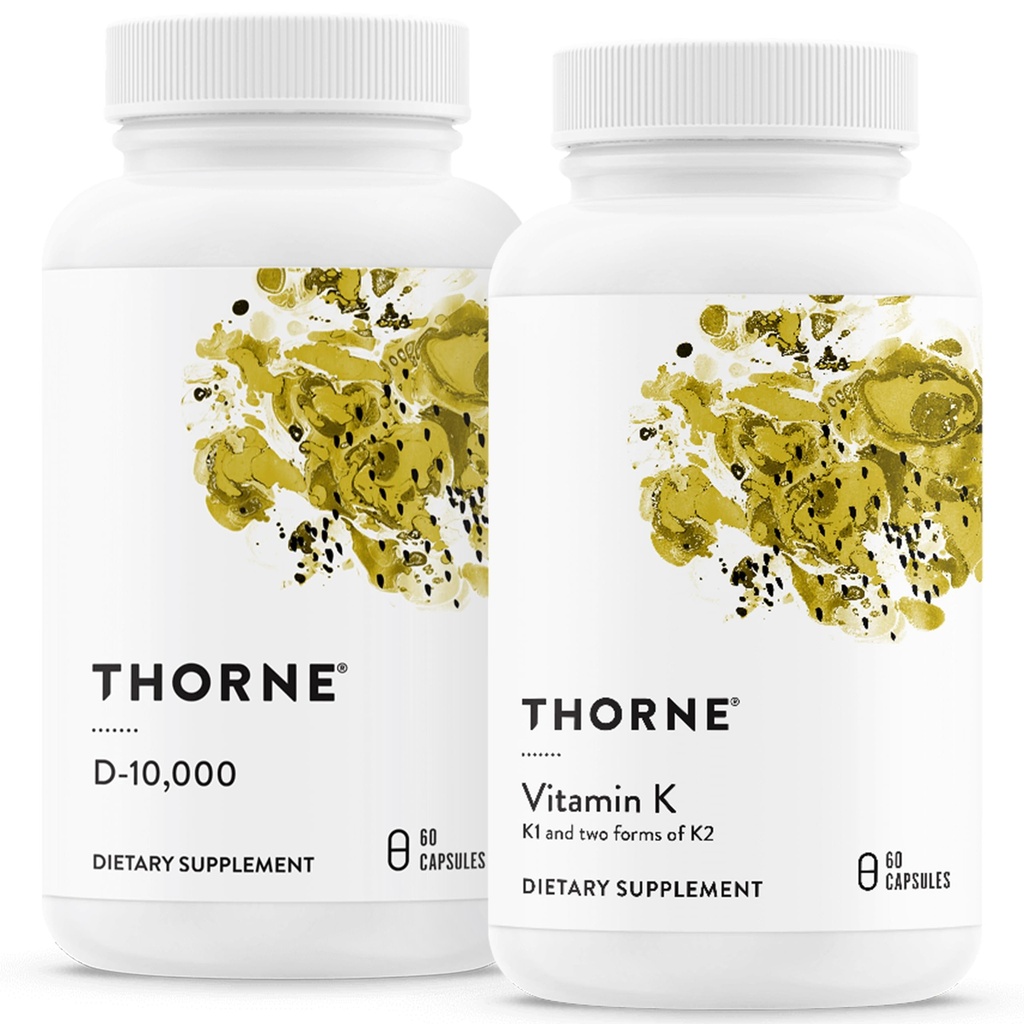 THORNE - luu tervise komplekt - D3-vitamiin ja K-vitamiin - toetab tervislikke luid, hammaste lihaseid, südame-veresoonkonna ja immuunfunktsiooni - 30 kuni 60 serveerimist