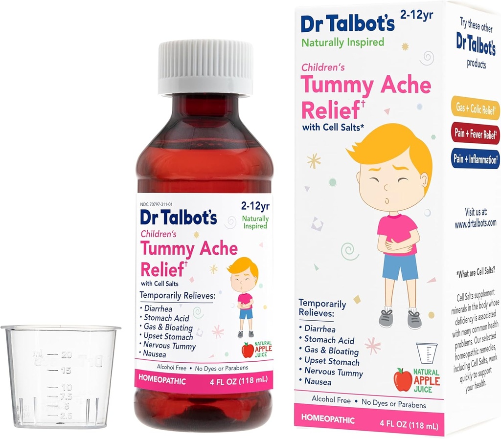 Dr Talbot's Children's Tummy Ache Relief Medicine - 4 oz - Sisaldab Annuse tassi - 2-12-aastastele - looduslik õunamaitse (pakendavad variandid)