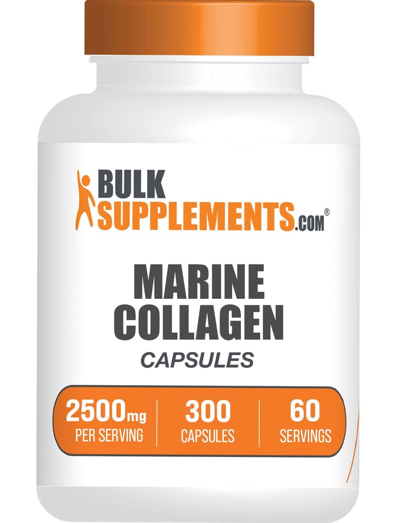BulkSupplements.com Mere kollageeni kapslid - Kala kollageeni täiendus, kollageen naistele ja meestele - hüdrolüüsitud kollageen, gluteenivaba, 5 kapslit serveerimise kohta, 300 kapslit (pakk 1)