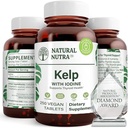 Natural Nutra Kelp joodi kilpnäärme tugi täiendada, tugevdab immuunsüsteemi ja reguleerib ainevahetust, Vegan Sea Kelp, Non GMO, Atlantic Sourced Seaweed Extract, 225 mcg, 250 tabletti (Pack of 2)