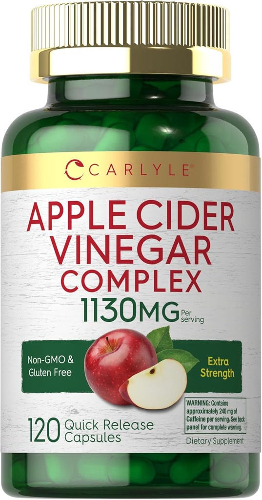 Carlyle Apple'i siidri äädikakompleksi kapslid | 120 pillid | Cayenne'i ja ingveriga | Mitte-GMO & Gluteenivaba toidulisand