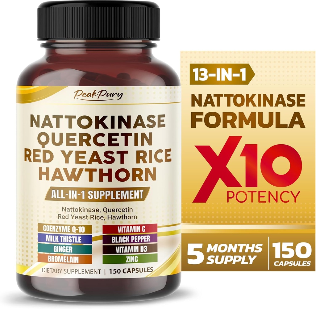Nattokinase 5000FU Quercetin Red Pärmi Riis Hawthorn - üldine tervisetoetus - valmistatud USA-s
