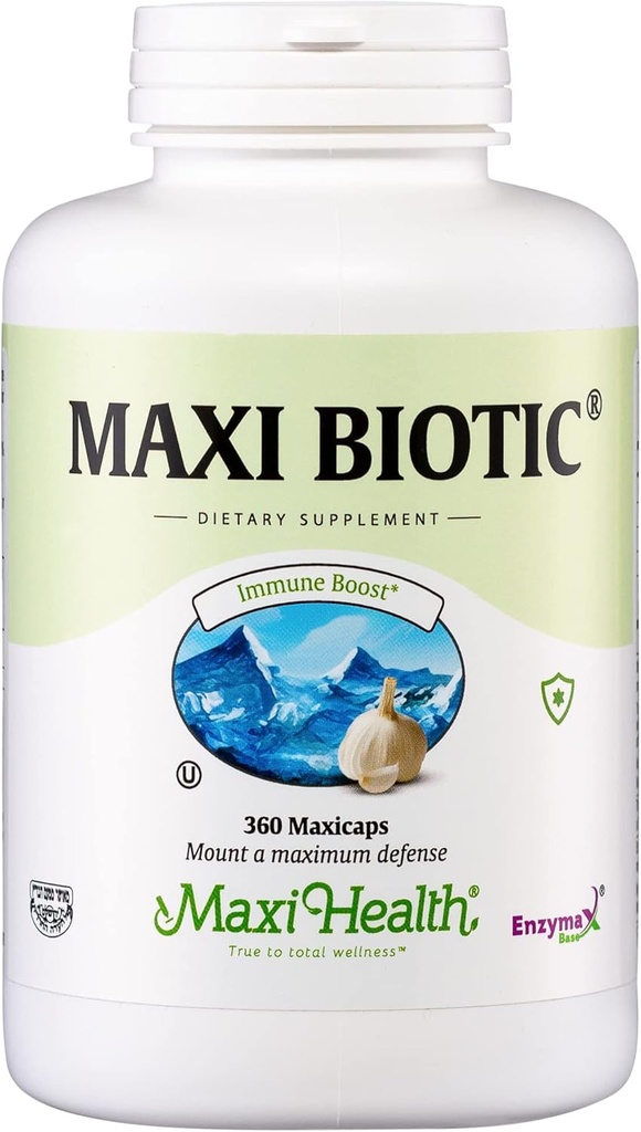 Maxi Health - Maxi Biotic Aged Küüslauguekstrakti kapslid (360 Count) | Kyolic Küüslaugulisandiga Spirulina, Echinacea, Oregano ja Enzymax - Natural Antioxidant - Wellness Support
