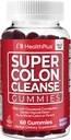 Health Plus Super Colon Puhastab Gummies 15 päeva pakkumise õrn üleöö Relief juhuslik kõhukinnisus, Natural Senna Leaf ekstrakt, toidulisand, segatud marja maitse, 60 Count