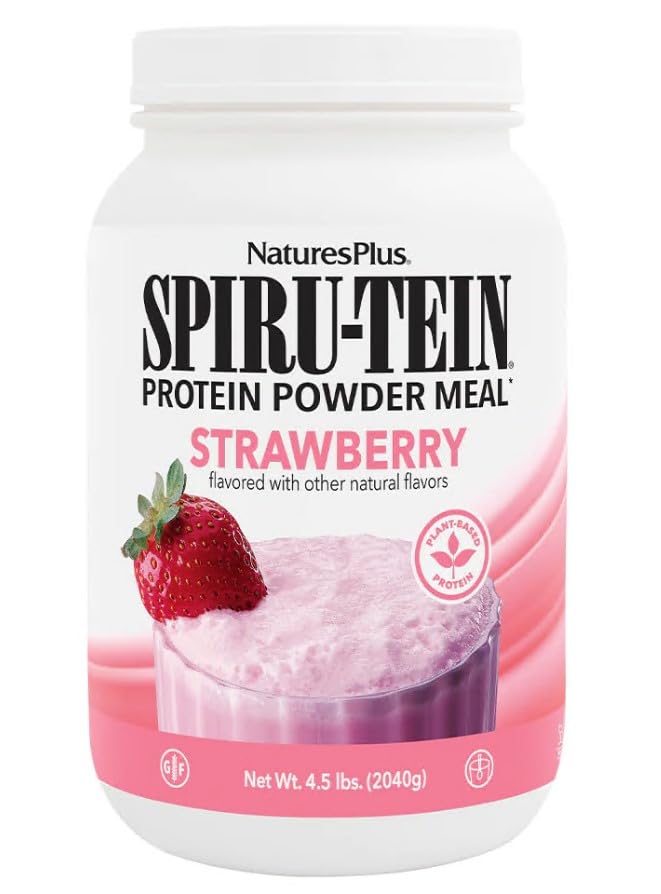 NaturesPlus SPIRU-TEIN, maasikas - 4,5 naela - taimepõhine valgu raputamine - mitte-GMO, taimetoitlane, gluteenivaba - 60 serveerimist