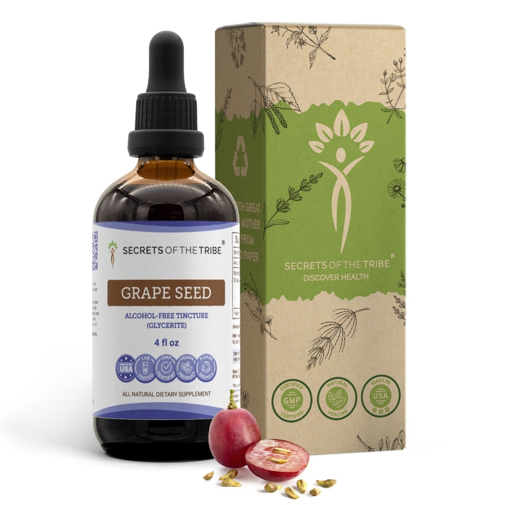 Saladused Hõimu Viinamarjade Seemne Tinktuur Alkoholivaba ekstrakt, Viinamarja (Vitis Vinifera) Kuivatatud Seemne Tinktuurilisa (4 FL OZ)
