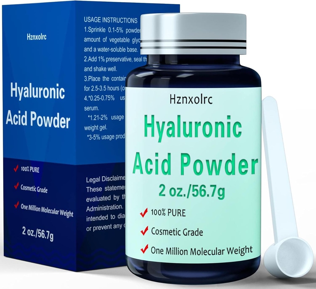 2 oz Hüaluroonhappe pulber, 56,7 Grams, kõrge molekulmass, 100% puhas, Premium hüaluroonhappe pulber nahahoolduseks, vegan, vees lahustuv