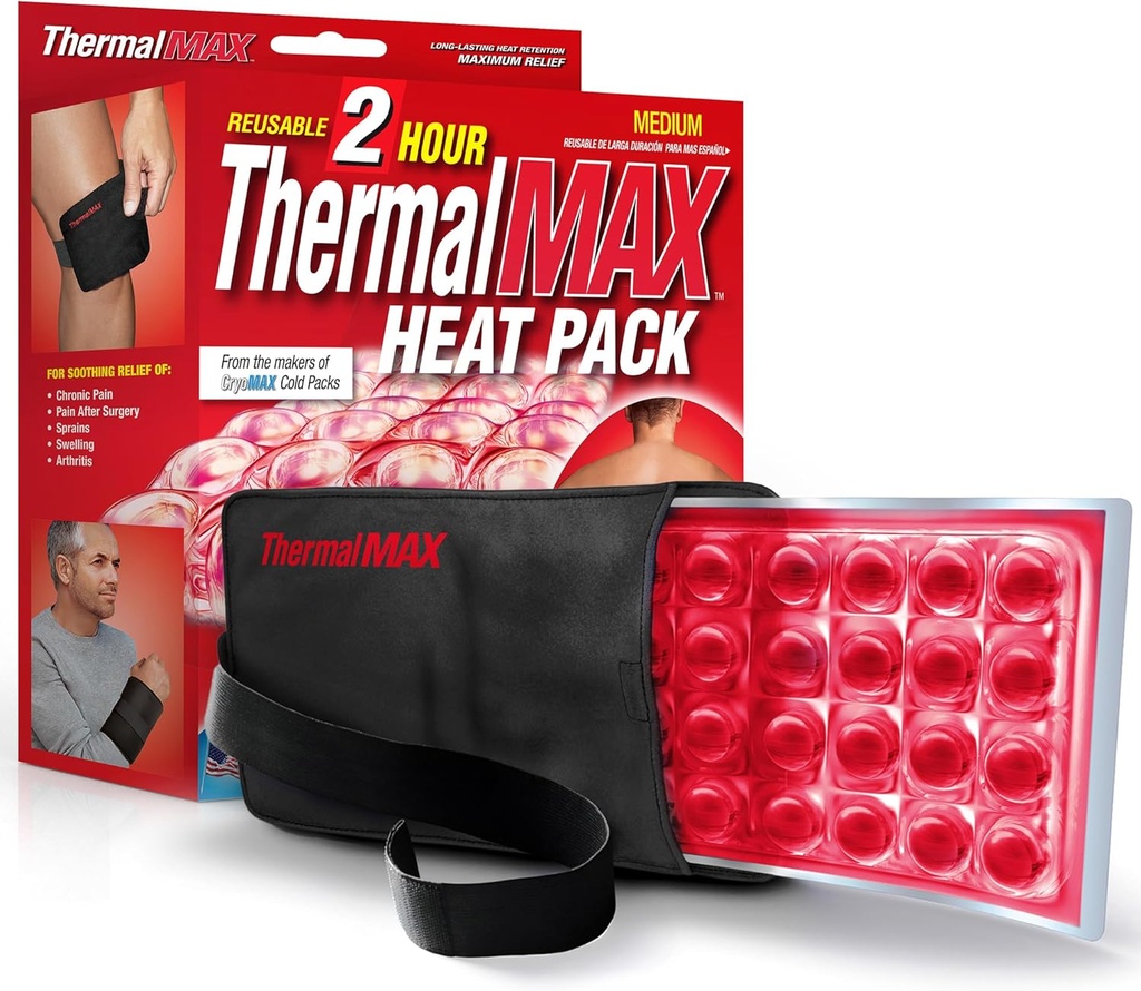 ThermalMax korduvkasutatav soojuspakend - pikaajaline, kuni 2 tundi terapeutilist soojust, reguleeritavate rihmadega kiirkuumutav leevendusmähis, parim valu leevendamiseks, lihaste mugavus, põlve, selja, puusakirurgia - keskmine