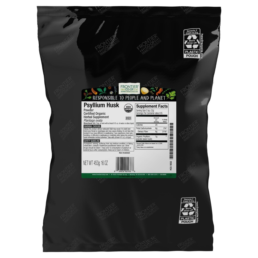 Frontier Co-op Orgaaniline Psyllium Husk Pulber 1lb