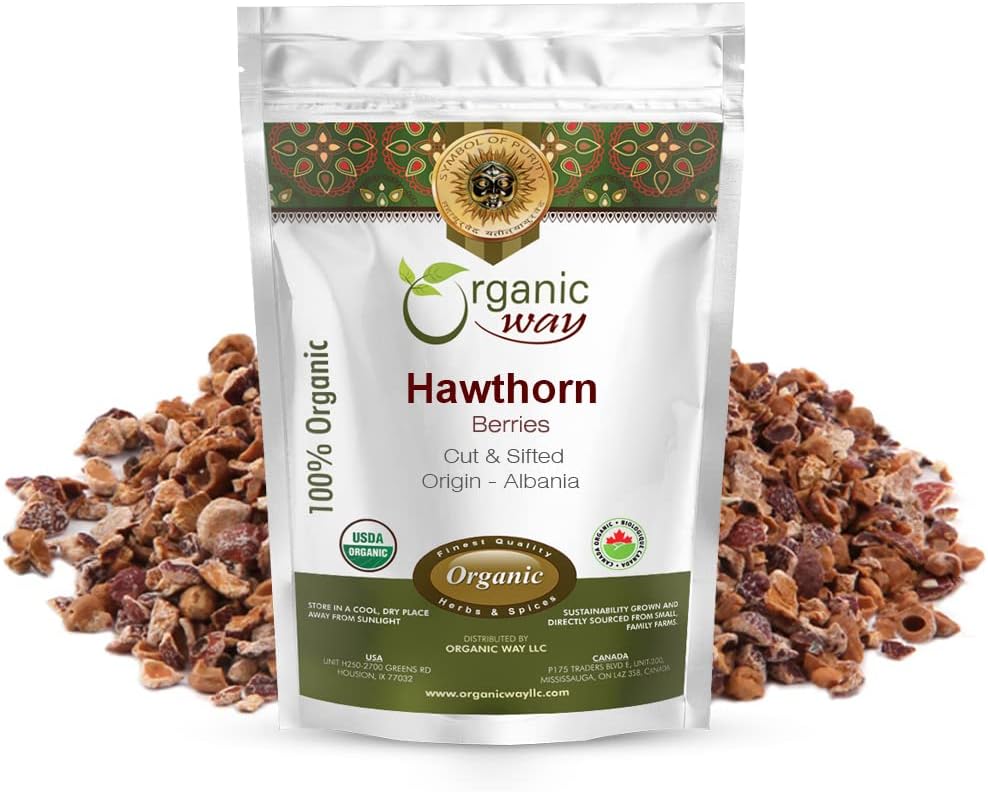 Organic Way Hawthorn Marries Cut & Sifted (Crataegus monogyna) - European Wild-Harvest | Organic & Kosher Certified | Vegan | Non GMO & Gluten Free | USDA Certified | Origin - Albania (1/4LBS / 4OZ)