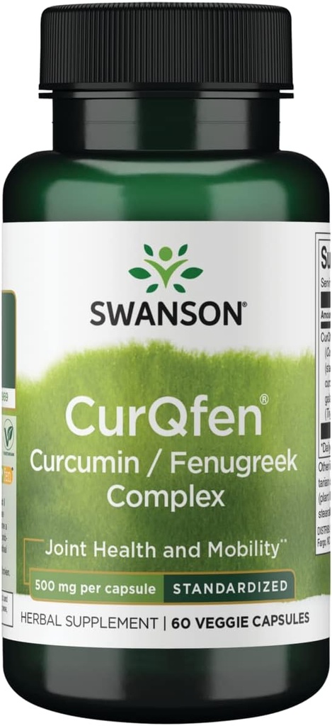Swansoni kontrollitud vabanemine Curqfen kurkumiini/lambaläätse kompleks 60 Veg kapslit