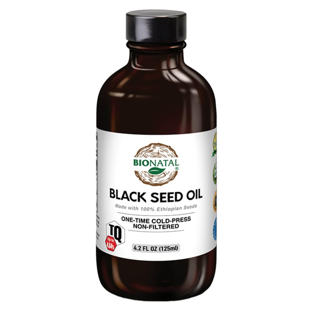 Bionataalne Etioopia mustade seemnete õli 4.2oz klaas– külmpressitud Nigella Sativa, mis toodab musta köömne õli, rafineerimata ja filtreerimata, kõrge TQ kuni 4,64% – toetab immuunsüsteemi, seedimist ja liigeseid