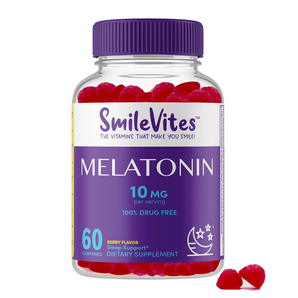 Heartland Pharma Melatonin Gummies 10mg | 100% narkootikumidevaba une abi | Toetab rahulikku und ja lõõgastust | Mitte-Habit moodustamine | Marja maitse | 60 Count