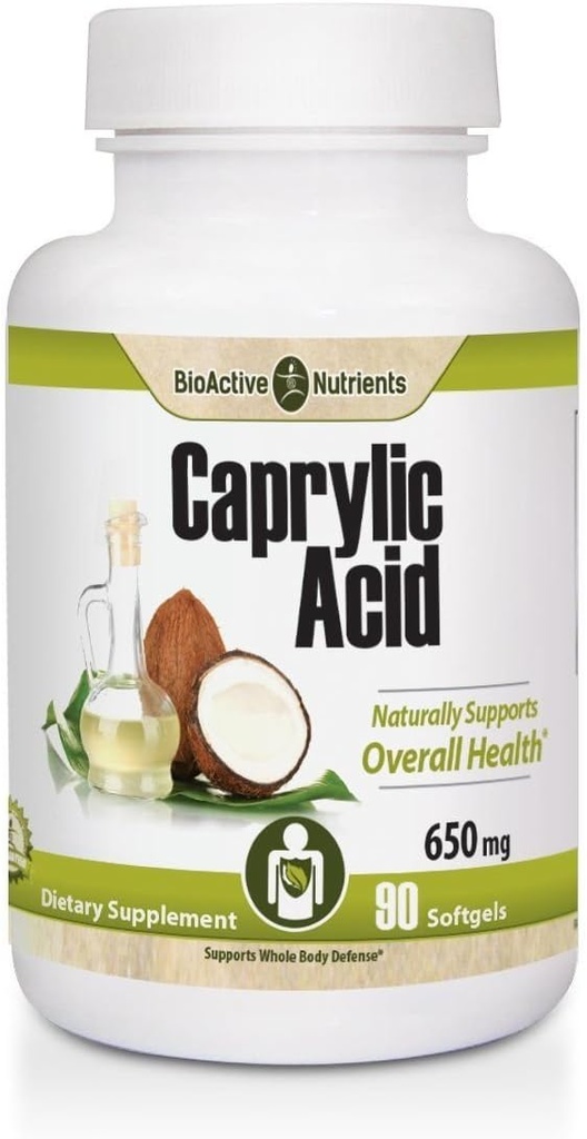 BIOAKTIIVSED TOITAINED - Kaprüülhape - 600mg - 100 Softgels - soolestiku ja seedetrakti tervise täiendus, seedetrakti tasakaal, seedetrakti tugi ja soole tervis, gluteenivaba