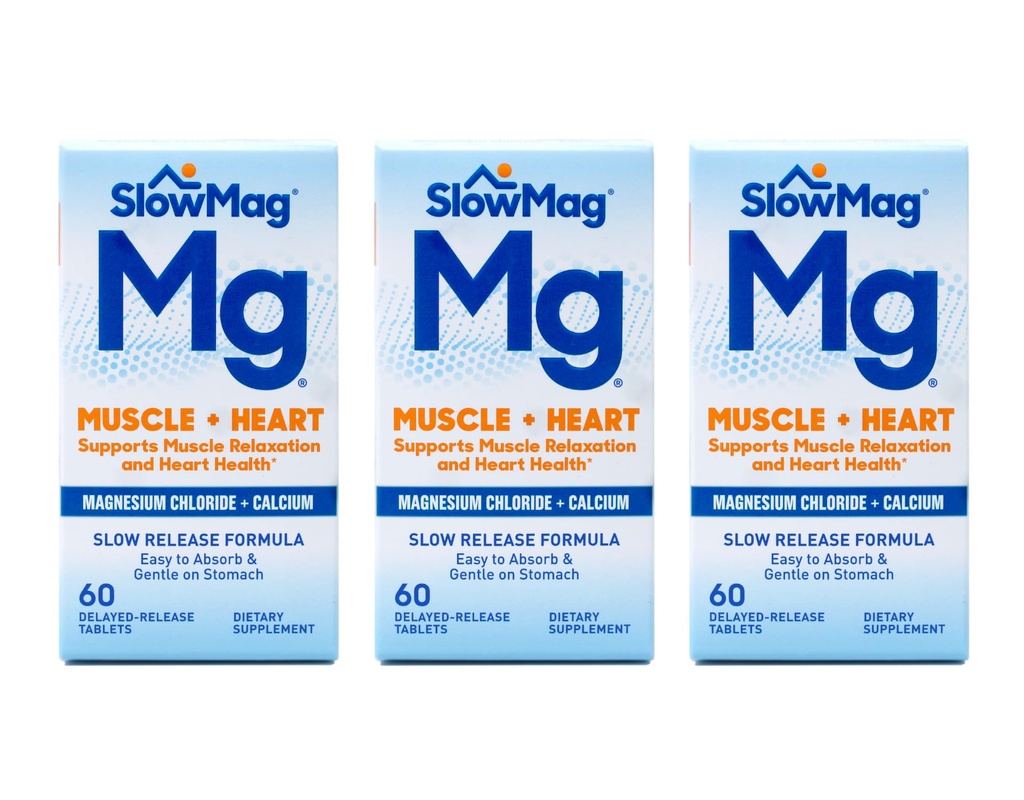 Aeglane mag Magneesiumkloriid ja kaltsium, iga 60 tabletti (väärtuse pakett 3)