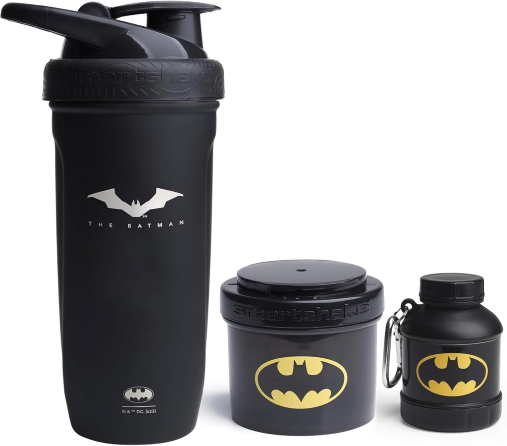 Smartshake DC Comics Bundle – Batman Stainless Steel Protein Shaker 900 ml koos Funnel 110 ml ja Storage Containers 200 ml.