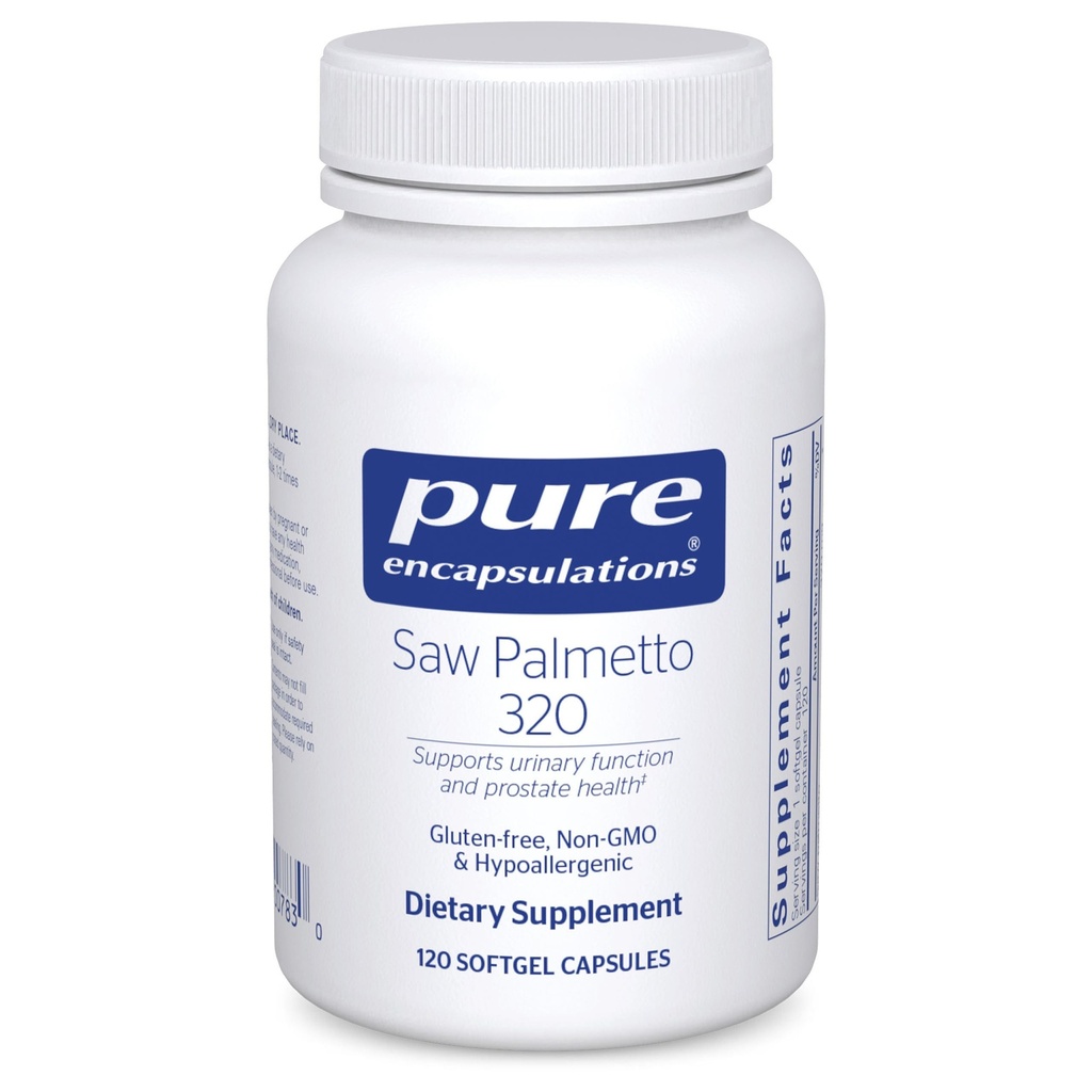 Puhas kapseldamine Saw Palmetto 320 - Rasvhapped ja muud olulised toitained ainevahetuse ja kuseteede funktsiooni toetamiseks - Saw Palmetto ekstraktiga - 120 Softgel kapslit