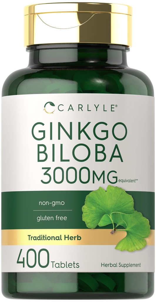 Carlyle Ginkgo Biloba 3000mg | 400 tabletti | Mitte-GMO, Gluteenivaba Taimne täiendus