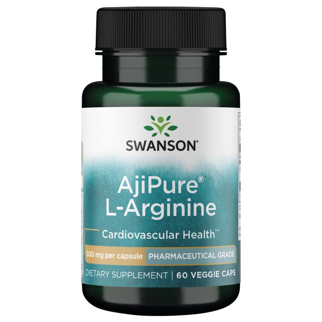 Swanson Amino Acid Ajipure L- Arginine Pharmaceutical Grade 500 Milligrams 60 Veg Capsules
