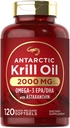 Carlyle Antarktika krill õli 2000mg | 120 Softgels | Omega-3 EPA, DHA, koos astaksantiini toidulisandiga, mis on saadud punasest krillist | maksimaalne tugevus | Laboratoorselt testitud