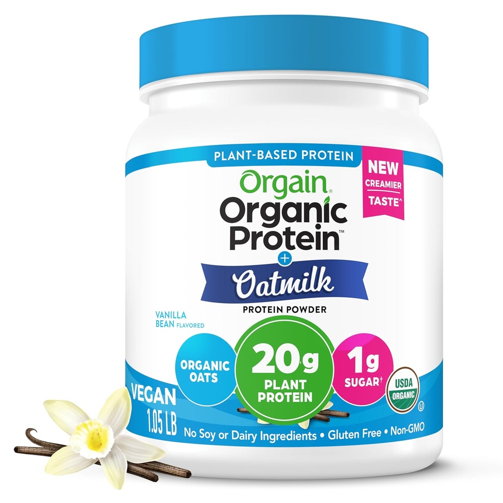 Orgaaniline veganvalgu pulber + kaerapiim, Vanilla oad - 20 g taimset valku, gluteenivaba, piima-, soja- või laktoosisisaldusega koostisosad, madal suhkur, mitte-GMO, Kosher, raputamiseks ja smuutideks - 1.05 lb