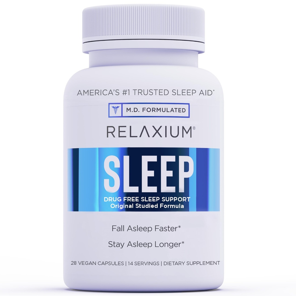 Relaxium Sleep Aid, 14-päevane pakkumine, mitte-harjutuste moodustamine, toidulisand parema une, ravimivaba, stressi leevendamiseks, magneesiumi, melatoniini, GABA, kummeliga, valmistatud USA-s (28 vegankapslit)